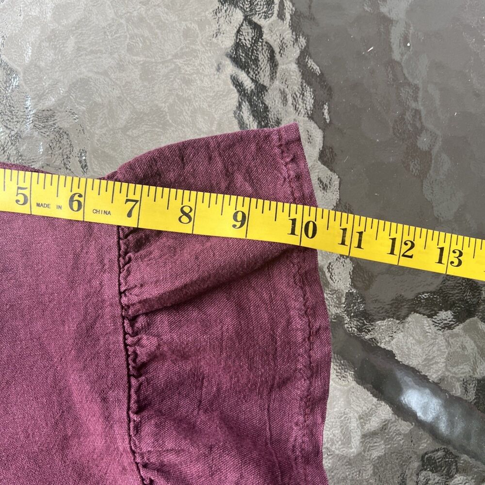 Elena Baldi Burgundy Linen Blouse Top Italy Made Size Large Boxy Relaxed Fit - Picture 9 of 12